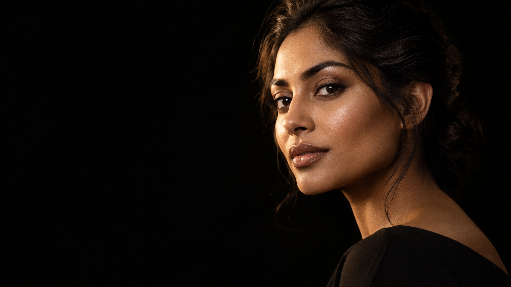 Editorial beauty portrait in warm light